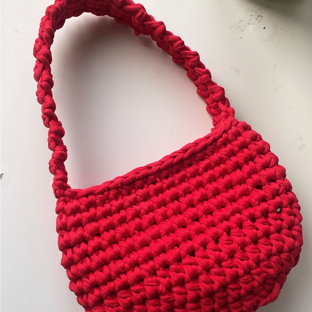 Red Crochet Shoulder Bag